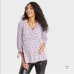 HATCH MATERNITY purple floral blouse